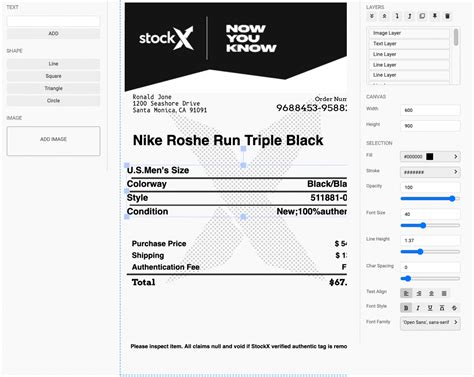 stockx receipt maker.